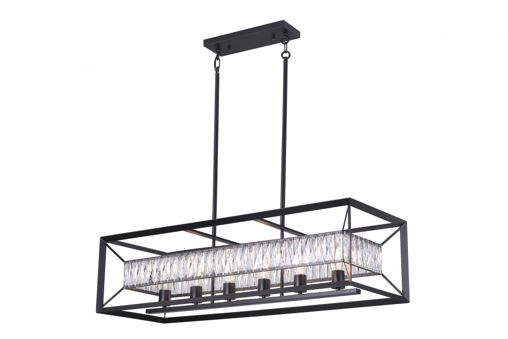 42" Long 6x25W -Linear Pendant in Black finish